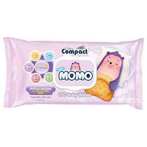 ბავშვის სველი ხელსახოცი  MOMO მულტივიტამინი /Compact/ 100ც